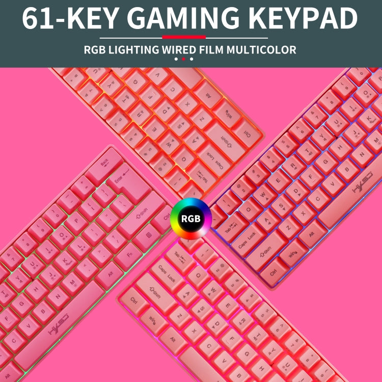HXSJ V700 61 Keys RGB Lighting Gaming Wired Keyboard (Pink)