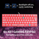 HXSJ V700 61 Keys RGB Lighting Gaming Wired Keyboard (Pink)