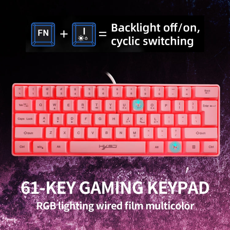 HXSJ V700 61 Keys RGB Lighting Gaming Wired Keyboard (Pink)