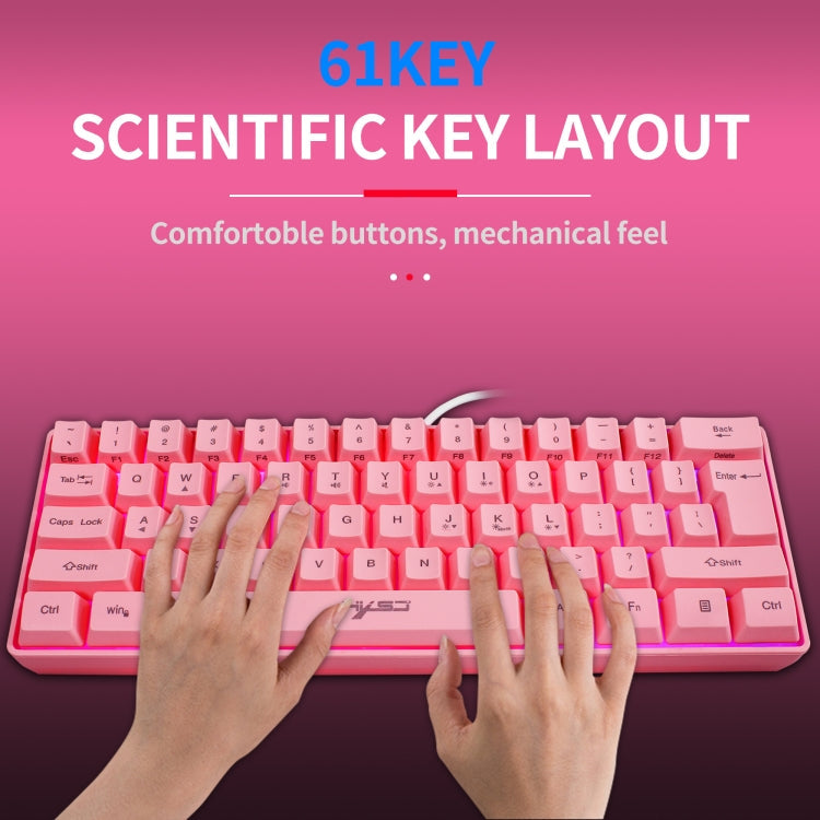 HXSJ V700 61 Keys RGB Lighting Gaming Wired Keyboard (Pink)