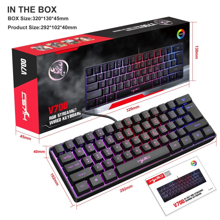 HXSJ V700 61 Keys RGB Lighting Gaming Wired Keyboard (Black)