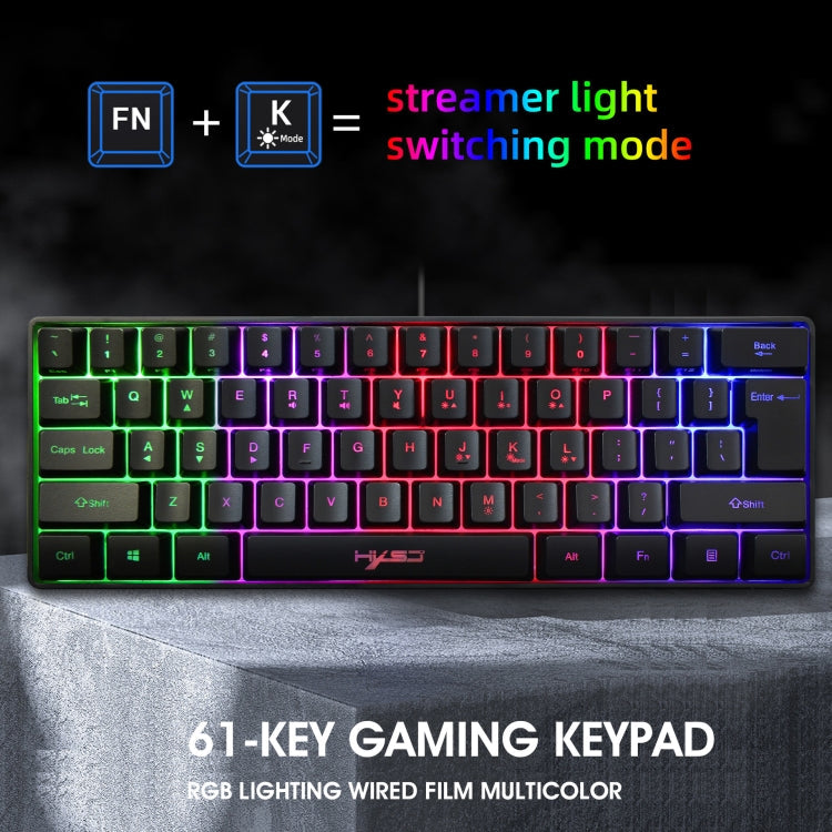 HXSJ V700 61 Keys RGB Lighting Gaming Wired Keyboard (Black)