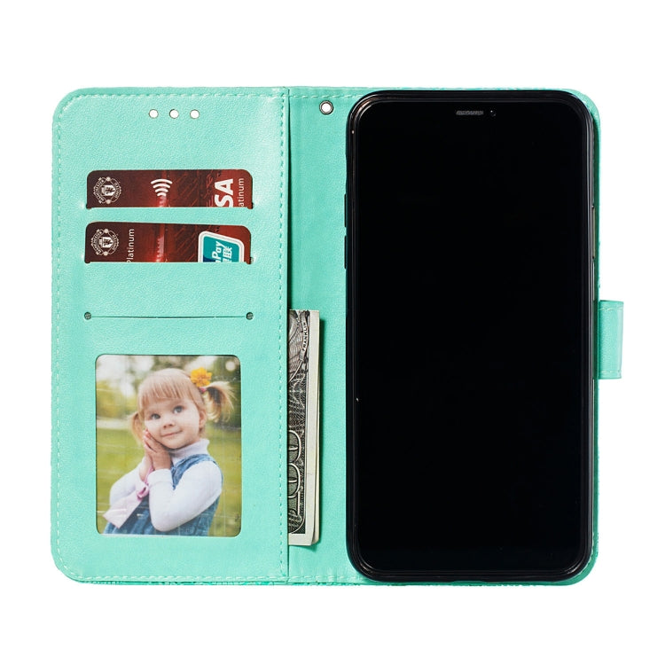 For Motorola Moto E7 Power Lace Flower Embossing Pattern Horizontal Flip Leather Case with Holder & Card Slots & Wallet & Photo Frame(Green)