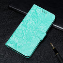 For Motorola Moto E7 Power Lace Flower Embossing Pattern Horizontal Flip Leather Case with Holder & Card Slots & Wallet & Photo Frame(Green)