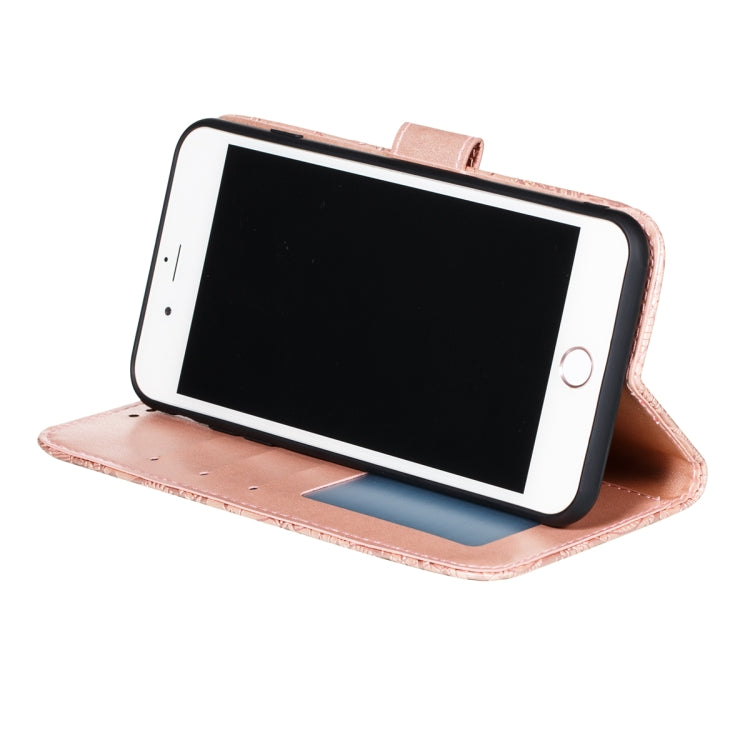 For Motorola Moto E7 Power Lace Flower Embossing Pattern Horizontal Flip Leather Case with Holder & Card Slots & Wallet & Photo Frame(Rose Gold)