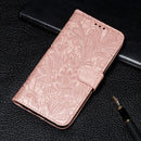 For Motorola Moto E7 Power Lace Flower Embossing Pattern Horizontal Flip Leather Case with Holder & Card Slots & Wallet & Photo Frame(Rose Gold)