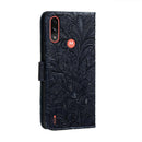 For Motorola Moto E7 Power Lace Flower Embossing Pattern Horizontal Flip Leather Case with Holder & Card Slots & Wallet & Photo Frame(Dark Blue)