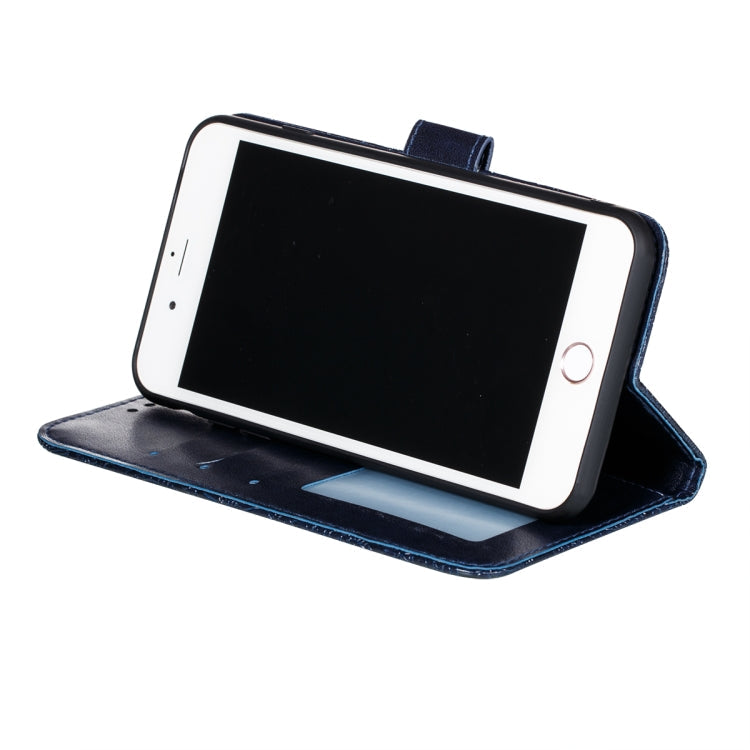 For Motorola Moto E7 Power Lace Flower Embossing Pattern Horizontal Flip Leather Case with Holder & Card Slots & Wallet & Photo Frame(Dark Blue)