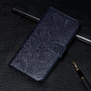 For Motorola Moto E7 Power Lace Flower Embossing Pattern Horizontal Flip Leather Case with Holder & Card Slots & Wallet & Photo Frame(Dark Blue)