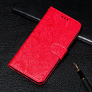 For Motorola Moto E7 Power Lace Flower Embossing Pattern Horizontal Flip Leather Case with Holder & Card Slots & Wallet & Photo Frame(Red)