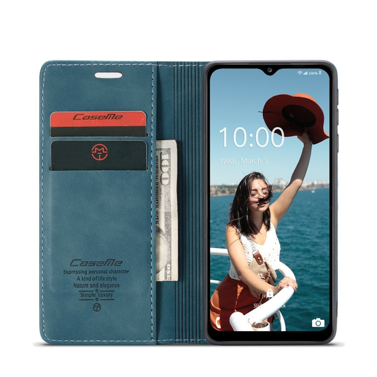 For Samsung Galaxy A12 CaseMe 013 Multifunctional Horizontal Flip Leather Case with Holder & Card Slot & Wallet(Blue)