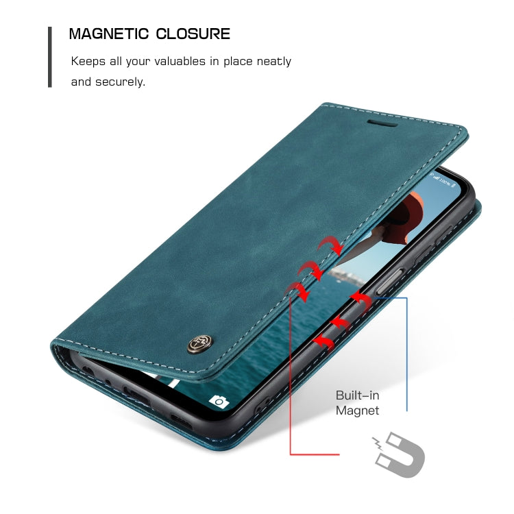For Samsung Galaxy A12 CaseMe 013 Multifunctional Horizontal Flip Leather Case with Holder & Card Slot & Wallet(Blue)