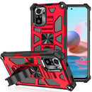 For Xiaomi Redmi Note 10 Shockproof TPU + PC Magnetic Protective Case with Holder(Red)