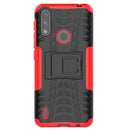 For Motorola Moto E7 Power Tire Texture Shockproof TPU+PC Protective Case with Holder(Red)