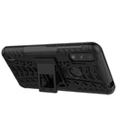 For Motorola Moto E7 Power Tire Texture Shockproof TPU+PC Protective Case with Holder(Black)
