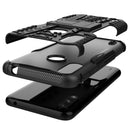 For Motorola Moto E7 Power Tire Texture Shockproof TPU+PC Protective Case with Holder(Black)
