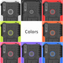 For Motorola Moto E7 Power Tire Texture Shockproof TPU+PC Protective Case with Holder(Black)