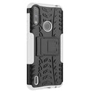 For Motorola Moto E7 Power Tire Texture Shockproof TPU+PC Protective Case with Holder(White)