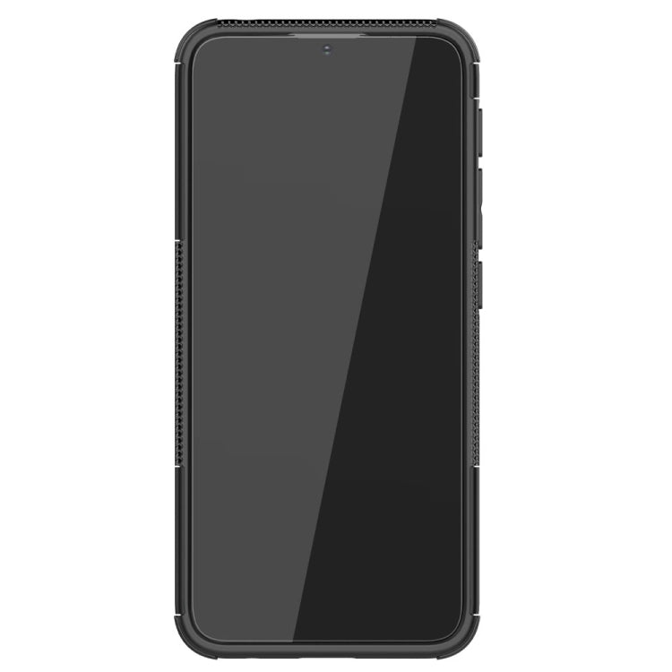 For Motorola Moto E7 Power Tire Texture Shockproof TPU+PC Protective Case with Holder(White)
