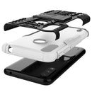 For Motorola Moto E7 Power Tire Texture Shockproof TPU+PC Protective Case with Holder(White)