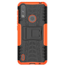 For Motorola Moto E7 Power Tire Texture Shockproof TPU+PC Protective Case with Holder(Orange)