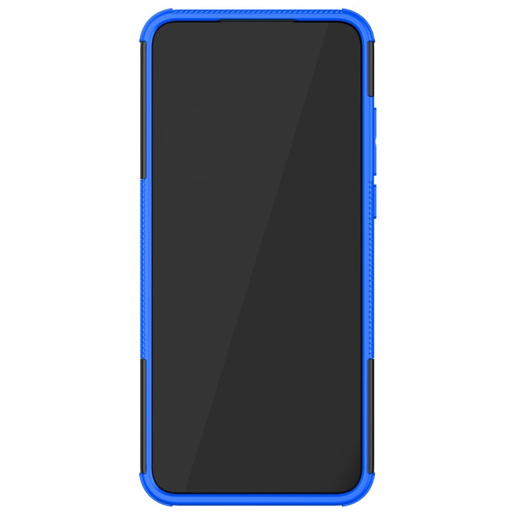 For Motorola Moto G Play (2021) Tire Texture Shockproof TPU+PC Protective Case with Holder(Blue)