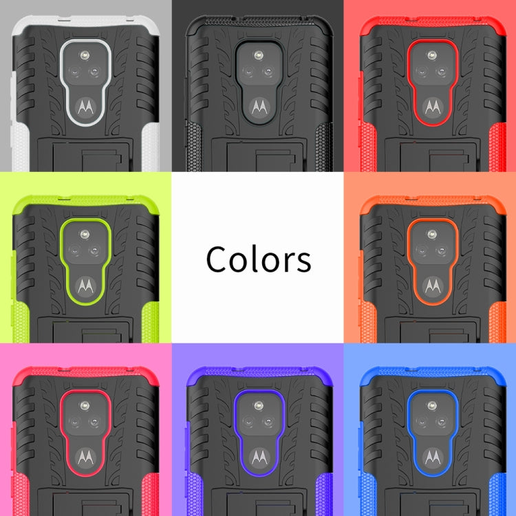 For Motorola Moto G Play (2021) Tire Texture Shockproof TPU+PC Protective Case with Holder(Blue)