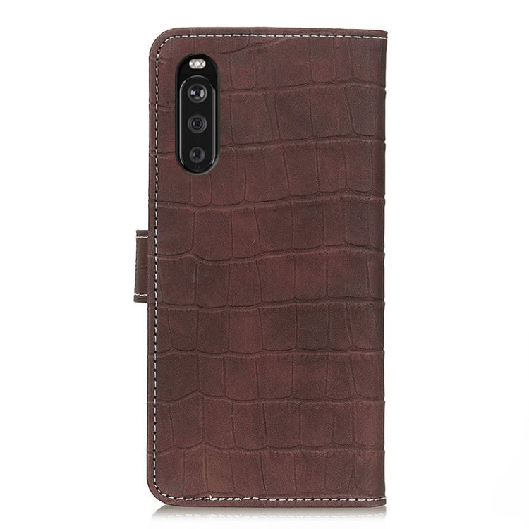 For Sony Xperia 10 III Crocodile Texture Horizontal Flip Leather Case with Holder & Card Slots & Wallet & Photo Frame(Brown)