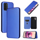 For Xiaomi Redmi Note 10 Pro Carbon Fiber Texture Magnetic Horizontal Flip TPU + PC + PU Leather Case with Card Slot(Blue)