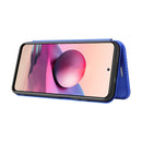 For Xiaomi Redmi Note 10 Pro Carbon Fiber Texture Magnetic Horizontal Flip TPU + PC + PU Leather Case with Card Slot(Blue)