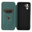 For Xiaomi Redmi Note 10 Pro Carbon Fiber Texture Magnetic Horizontal Flip TPU + PC + PU Leather Case with Card Slot(Green)