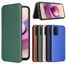 For Xiaomi Redmi Note 10 Pro Carbon Fiber Texture Magnetic Horizontal Flip TPU + PC + PU Leather Case with Card Slot(Green)