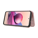 For Xiaomi Redmi Note 10 Pro Carbon Fiber Texture Horizontal Flip TPU + PC + PU Leather Case with Card Slot(Pink)