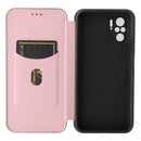 For Xiaomi Redmi Note 10 Pro Carbon Fiber Texture Horizontal Flip TPU + PC + PU Leather Case with Card Slot(Pink)
