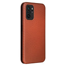 For Xiaomi Redmi Note 10 Pro Carbon Fiber Texture Magnetic Horizontal Flip TPU + PC + PU Leather Case with Card Slot(Brown)