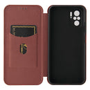 For Xiaomi Redmi Note 10 Pro Carbon Fiber Texture Magnetic Horizontal Flip TPU + PC + PU Leather Case with Card Slot(Brown)