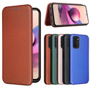 For Xiaomi Redmi Note 10 Pro Carbon Fiber Texture Magnetic Horizontal Flip TPU + PC + PU Leather Case with Card Slot(Brown)