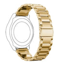 22mm Three Flat Buckle Stainless Steel Replacement Watchband for Huawei Watch GT2 Pro / Amazfit GTR 2(Gold)