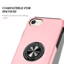 Magnetic Ring Kickstand Shockproof Phone Case For iPhone SE 2022 / SE 2020 / 8 / 7(Rose Gold)