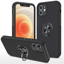 Magnetic Ring Kickstand Shockproof Phone Case For iPhone 12 mini(Black)