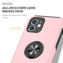 Magnetic Ring Kickstand Shockproof Phone Case For iPhone 12 mini(Rose Gold)