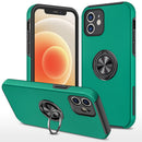 Magnetic Ring Kickstand Shockproof Phone Case For iPhone 12 mini(Dark Green)