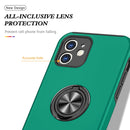 Magnetic Ring Kickstand Shockproof Phone Case For iPhone 12 mini(Dark Green)