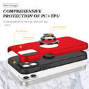 Magnetic Ring Kickstand Shockproof Phone Case For iPhone 12(Red)