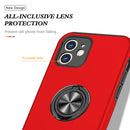 Magnetic Ring Kickstand Shockproof Phone Case For iPhone 12(Red)