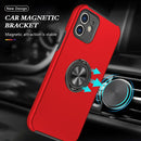 Magnetic Ring Kickstand Shockproof Phone Case For iPhone 12(Red)