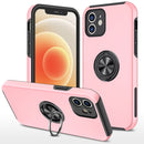 Magnetic Ring Kickstand Shockproof Phone Case For iPhone 12(Rose Gold)