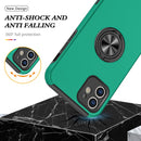 Magnetic Ring Kickstand Shockproof Phone Case For iPhone 12(Dark Green)