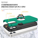 Magnetic Ring Kickstand Shockproof Phone Case For iPhone 12(Dark Green)