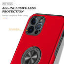 Magnetic Ring Kickstand Shockproof Phone Case For iPhone 12 Pro(Red)